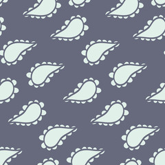 Vector Paisley Shapes on navy blue seamless pattern background.