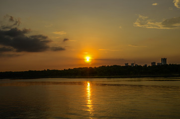Sunset at coast of the sea 