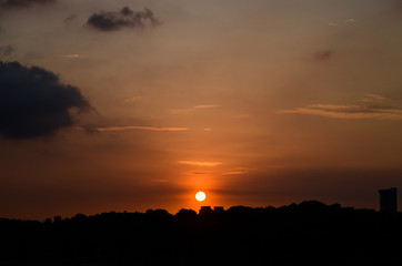 Sunset at coast of the sea