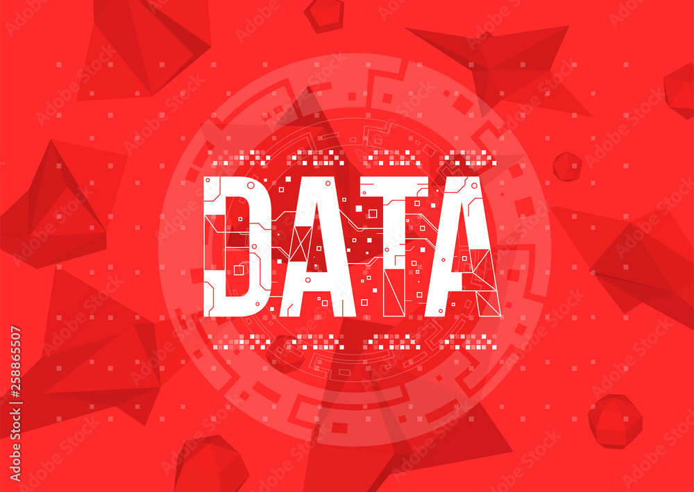 Poster Big Data. Conceptual Layout with HUD elements for print and web. Lettering with futuristic user interface elements.