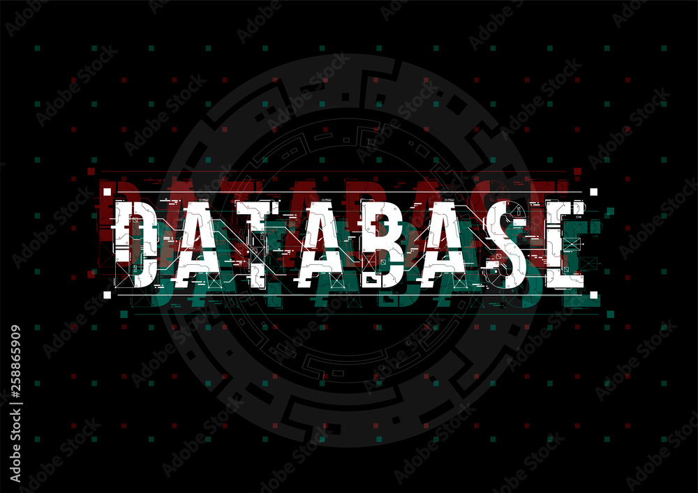 Poster Database Conceptual Layout with HUD elements for print and web. Lettering with futuristic user interface elements.