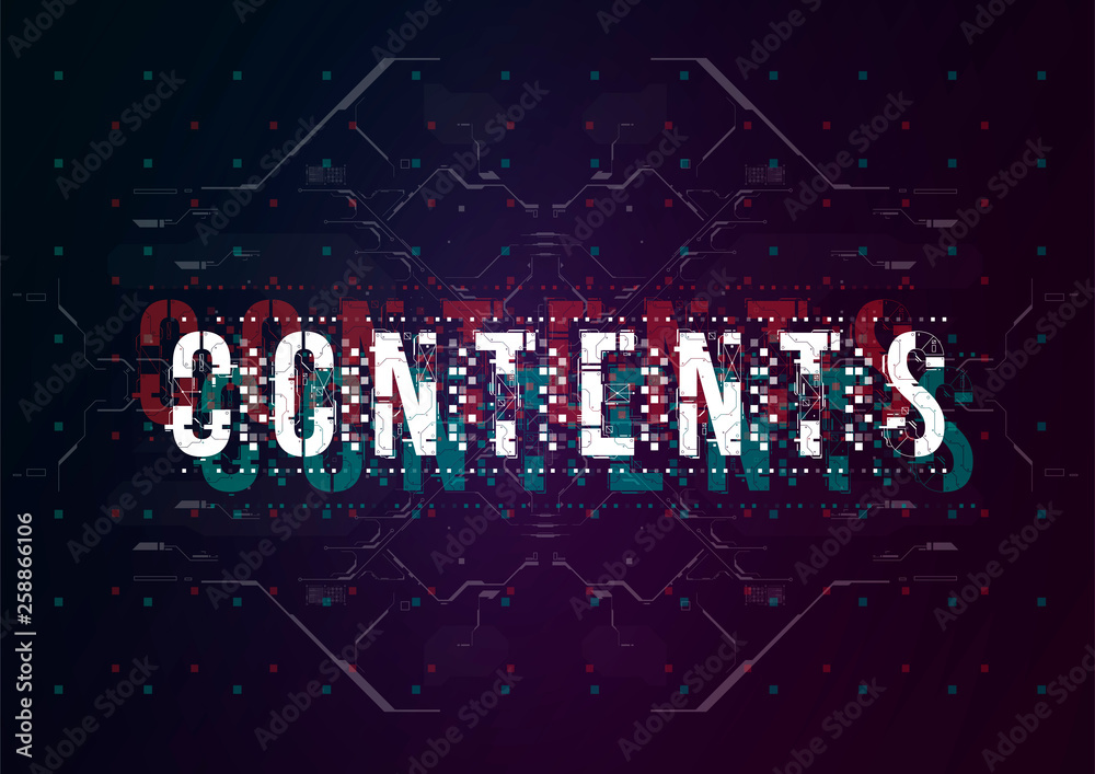 Fototapete Contents. Conceptual Layout with HUD elements for print and web. Lettering with futuristic user interface elements.
