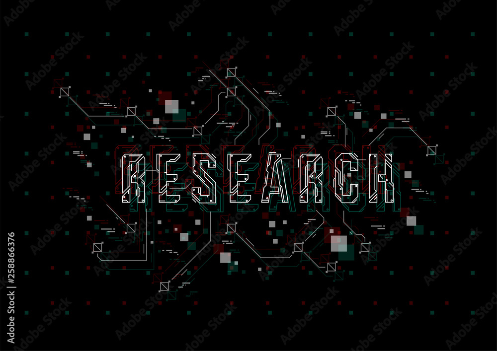 Fototapete Research. Conceptual Layout with HUD elements for print and web. Lettering with futuristic user interface elements.
