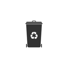 Recycle bin with recycle symbol icon isolated. Trash can icon. Garbage bin sign. Recycle basket icon. Flat design. Vector Illustration