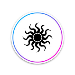 Sun icon isolated on white background. Circle white button. Vector Illustration