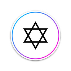 Fototapeta premium Star of David icon isolated on white background. Jewish religion symbol. Circle white button. Vector Illustration