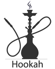 hookah silhouette isolated black on white, lounge and relaxation, shisha, smoking vector