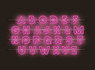 alphabet fonts neon lights