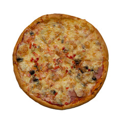 round pizza isolated on white background