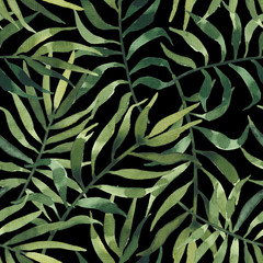 Sewing fabric with Seamless tropical watercolor pattern with coconut ...