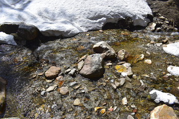 FRESH WATER FLOWING THROUGH MELTING ICE