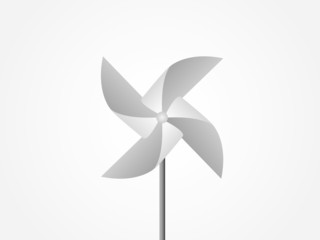 Vector black and white pinwheel made with paper illustration on white background for childhood play