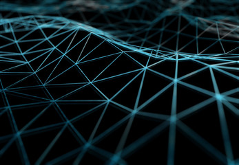 Abstract digital network connection on dark background 3D rendering