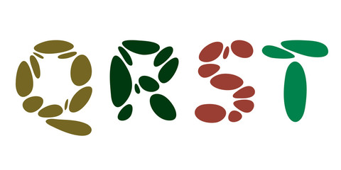 Uppercase Letters Q, R, S, T. Vector illustration.