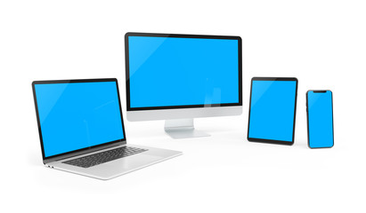 Fototapeta premium Modern devices isolated on white background 3D rendering