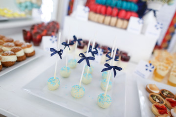Cake pops  in a candy bar, selective focus