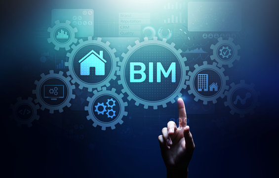 BIM Building Information Modeling Technology concept on virtual screen.
