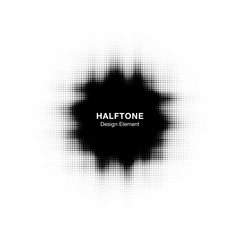 Grunge halftone circle dots texture background. Glitch stain. Black half tone blot spotted abstract texture. Vector illustration