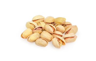 Pile of the roasted salted pistachio nuts with shells