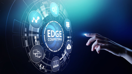Edge computing modern IT technology on virtual screen concept.