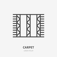 Carpet flat line icon. Vector thin sign of door mat, rug cleaning logo. House textile decoration illustration