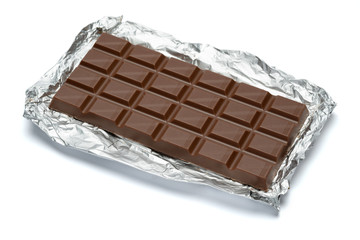 milk chocolate bar isolated white background with clipping path