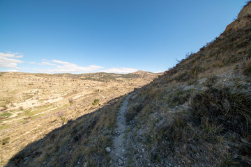 Path through the mountain next to the town of Morella