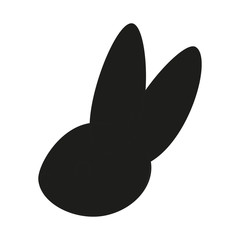 Black and white bunny head side view silhouette