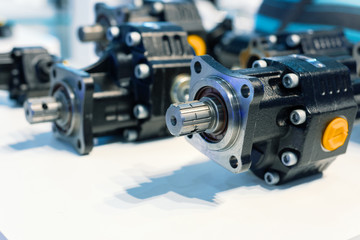 Mechanical gearbox Helical gear. Close-up