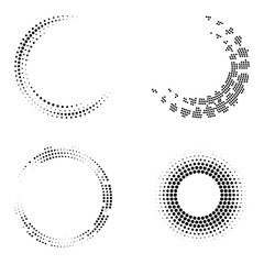Set of round halftone frames. Abstract vector design elements