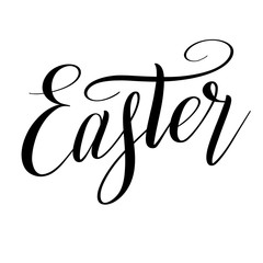 Easter. Elegant design element for greeting cards. Black isolated cursive. Calligraphic style. Brush pen lettering. Hand written inscription. Vector script.