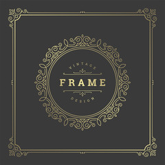 Vintage flourishes ornament frame template vector illustration.