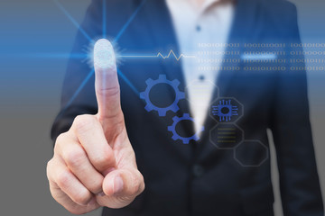 Businessman working with digital virtual screen.