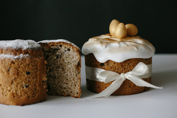 panettone easter cake white cream gold eggs