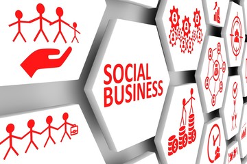 SOCIAL BUSINESS concept cell background 3d illustration
