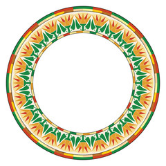 Ancient Egyptian circular national ornament with lotus flowers.