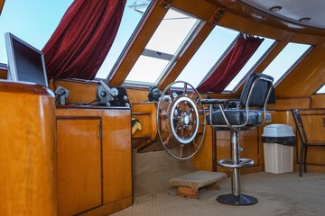 Cockpit of boat in sunlight