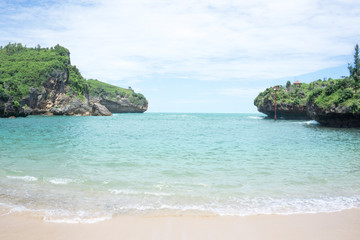 Untouched tropical beach in java  