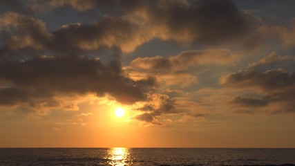 Sunset Beach, Sunrise on Seashore, Ocean at Sundown in Summer, Twilight Seascape