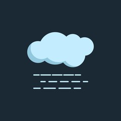 Modern vector illustration of the clouds and fog. Flat forecast icon of a cloudy misty weather. Meteorological symbol isolated on dark background.