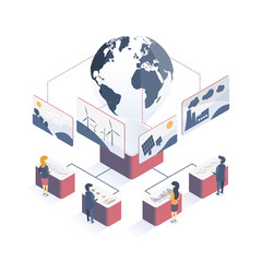 Fototapeta premium Concept of environmental protection. Problems of earth ecology. Atmospheric pollution. Alternative Energy Sources. Ecology Research of the Earth. Vector illustration.