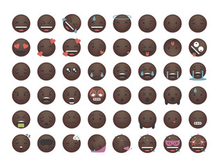Set of black emoticon vector 