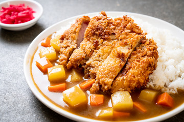 Crispy fried pork cutlet with curry and rice