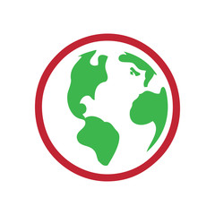 illustration globe flat icon green color
