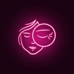 wrinkles on the eyes neon icon. Elements of antiaging set. Simple icon for websites, web design, mobile app, info graphics