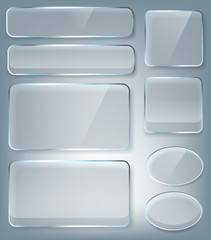 Vector transparent glass design elements for game and web. Glass surface background