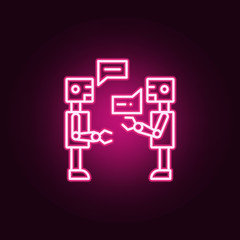 artificial intelligence conversation neon icon. Elements of Artifical intelligence set. Simple icon for websites, web design, mobile app, info graphics