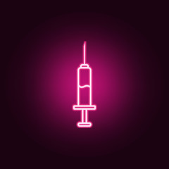 Syringe neon icon. Elements of Blood donation set. Simple icon for websites, web design, mobile app, info graphics