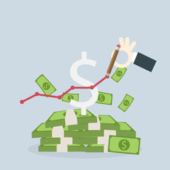Business with Pack of Dollars and Graph, Success Concept.