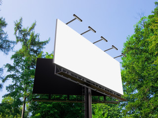 3D rendering of blank billboard (empty advertisement) isolated on white background - mock up template